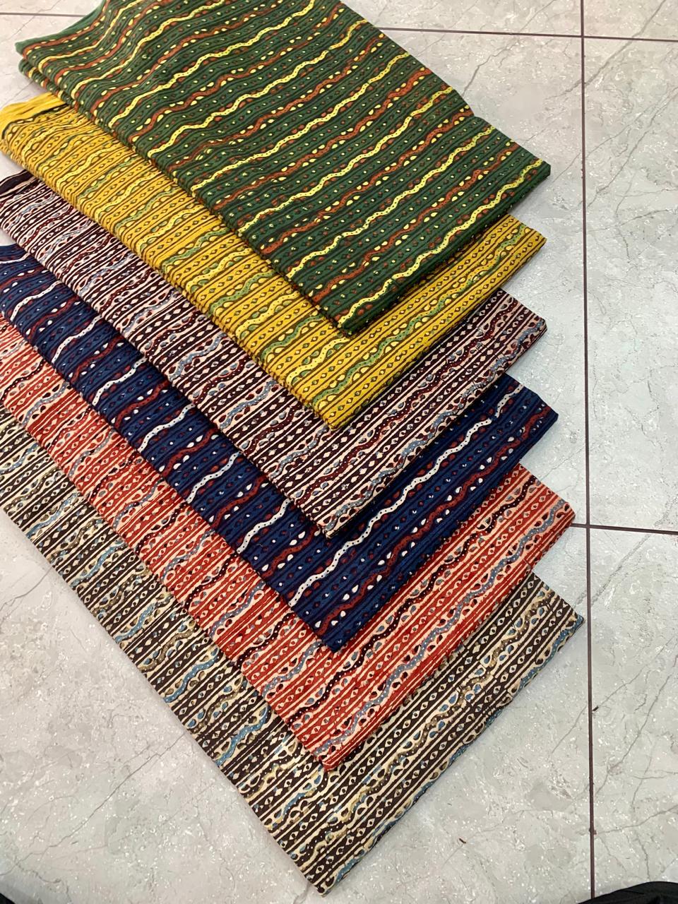 Ajrakh multi-tone natural colour handblock printed fabric wholesale—authentic artisan textile by Fabtexs.